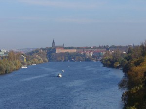View of Vyšehrad fortress from Barrandov Bridge View of Vyšehrad fortress from Barrandov Bridge